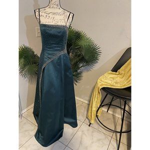 Morgan And Co. Strappy Backless Silk Long Gown